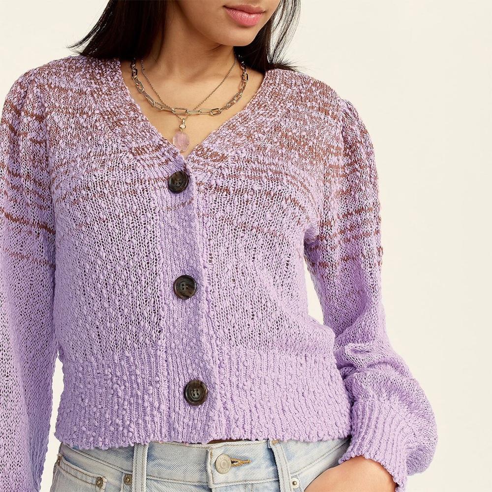 J.Crew Reversible Space-Dyed Cardigan Sweater in Dusty Mauve Hickory